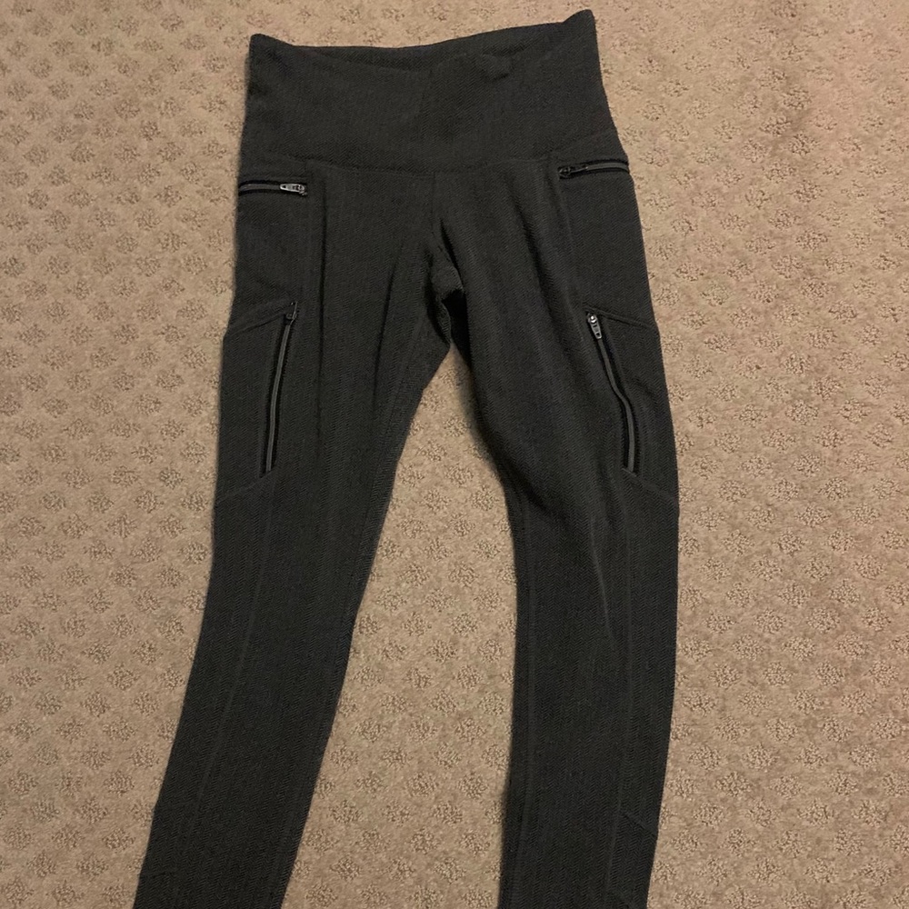 Athleta tweed grey leggings with zipper